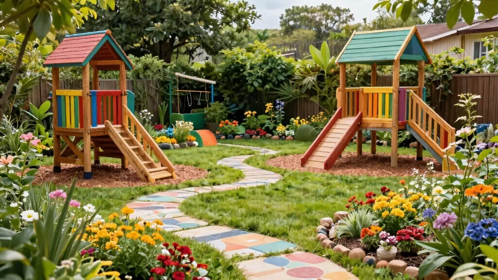 8 Play Set Landscaping Ideas That Make the Kids' Corner of Your Yard Look Intentional and Inviting